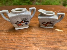 Vintage Child Tea Set Pieces Girl Pulling Sled Luster Finish