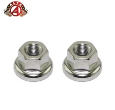 Bicycle Bike Hub Axle Nut with Rotating Washer - 3/8" x 26T - Chrome - Set of 2