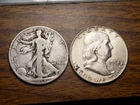 FRANKLIN HALF 1952 FROSTY UNC AND 1938 WALKER COLELCTORS 90% LOT $1 FACE