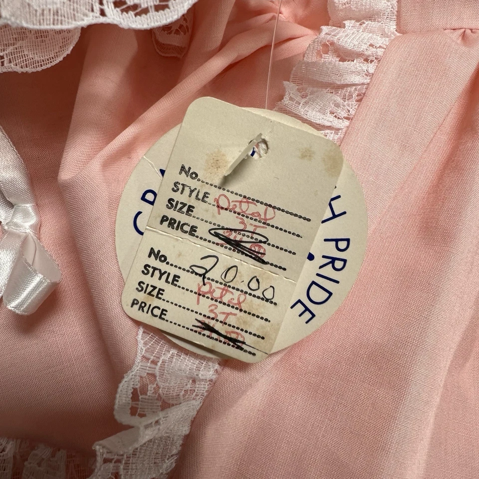 Vestido Vintage Círculo Completo Rosa Blanco Niñas 3T Capas Volantes Encaje Desfile Fiesta Foto 4 de 4