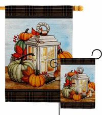 Fall Lantern Garden Flag Harvest Autumn Falltime Decorative Yard House Banner