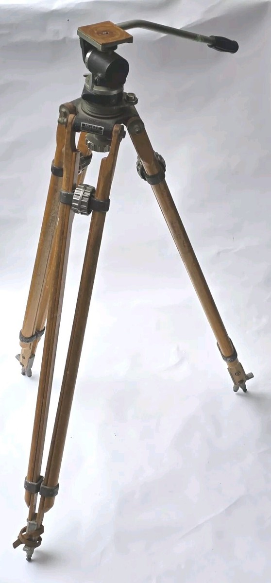 Vintage MILLER wooden tripod for cinema, w/ fluid head