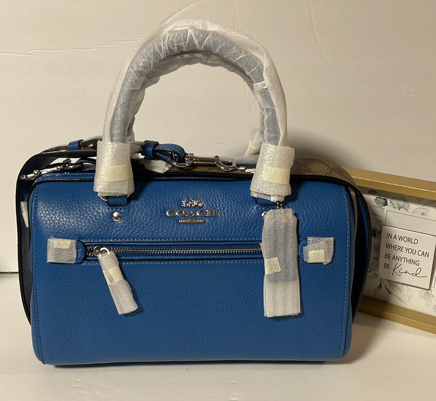 🐼💦 Coach C4475 🐼💦 Blue Leather Peanuts Snoopy Rowan Satchel