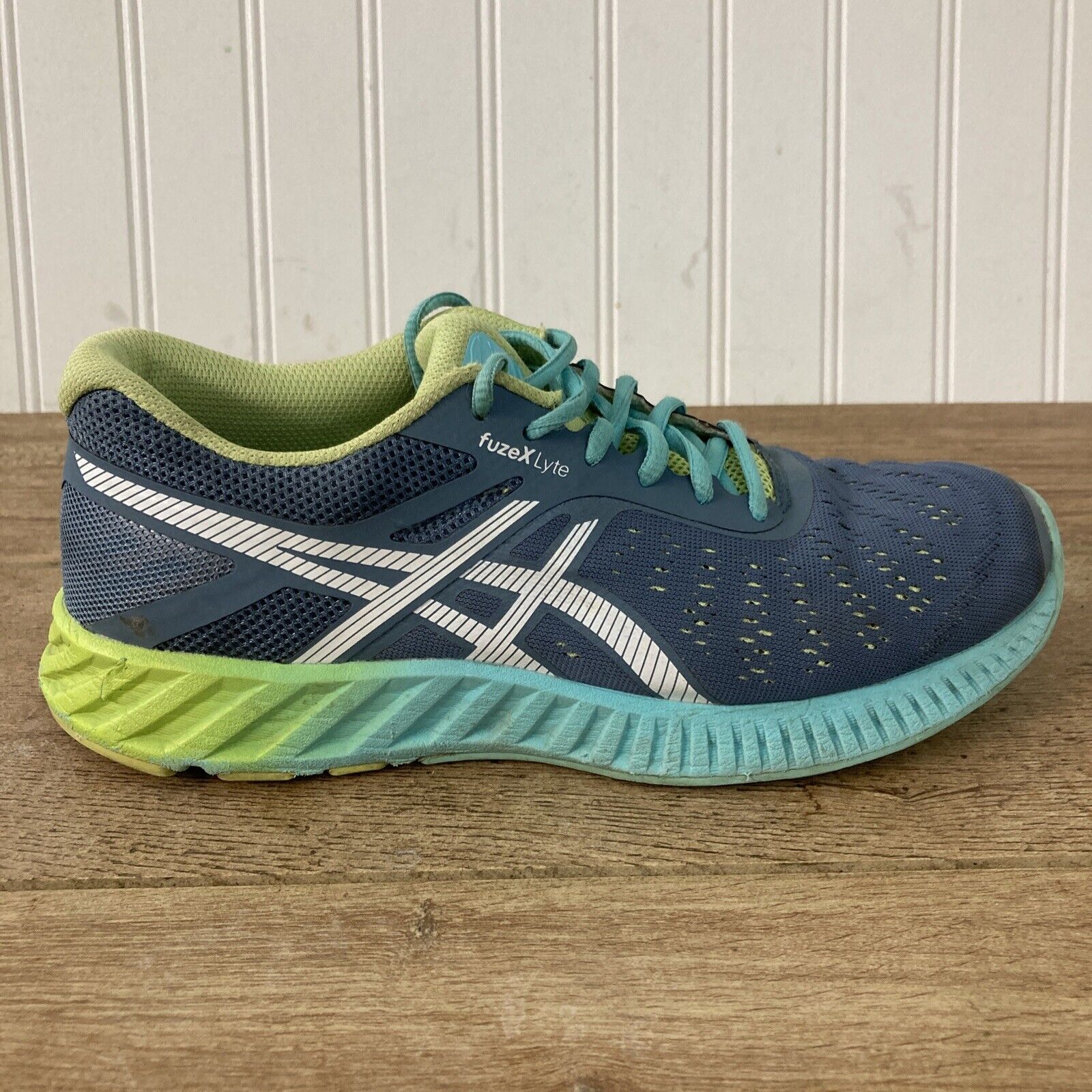 Asics FuzeX Lyte Blue Green Grey Running Athletic Shoes T670N Women&#039;s 7.5 | eBay