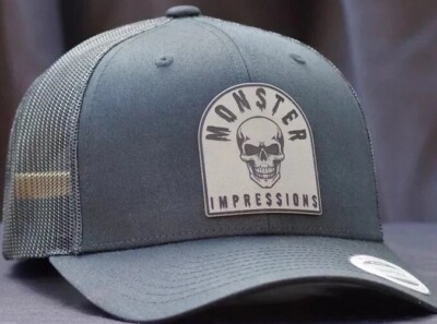 Monster Impressions Skull Tombstone Black Trucker SnapBack Hat Baseball Trucker