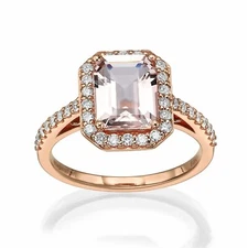 Beautiful Ring By Baroness Jewelry 2.06 CT Radian Morganite and natural Diamonds