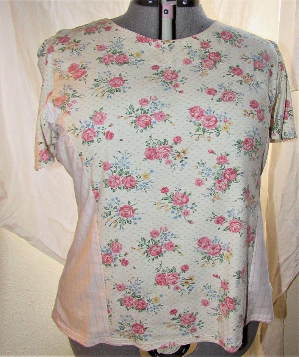 ROSEページ New ROSES & Pink STRIPES Cotton Top 40/42 B V2Now Couture #byHand