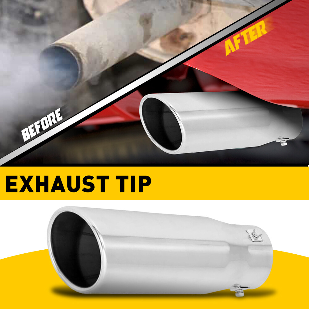 Car Exhaust Tip Outlet OD Stainless 2.5'' Inlet 3'' Steel Muffler Pipe Bolt on