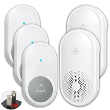 LIKEPAI 3 call buttons+2 ringer doorbell receivers, cordless doorbell, white kit