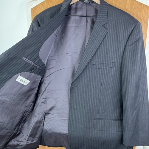 Pronto Uomo Suit Mens 48R Gray Striped 2 Button 100% Wool Moores Couture 42x29 - Picture 10 of 23