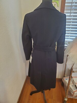 Giorgio Armani Collezioni Womens Collared Long Coat Black Wool