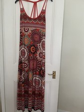 Glamorous Red Retro/Boho Print Floral Strappy Maxi Dress Size L