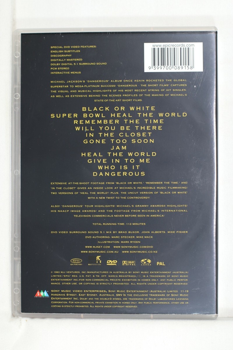 Michael Jackson - Dangerous - The Short Films - Reg All Like New