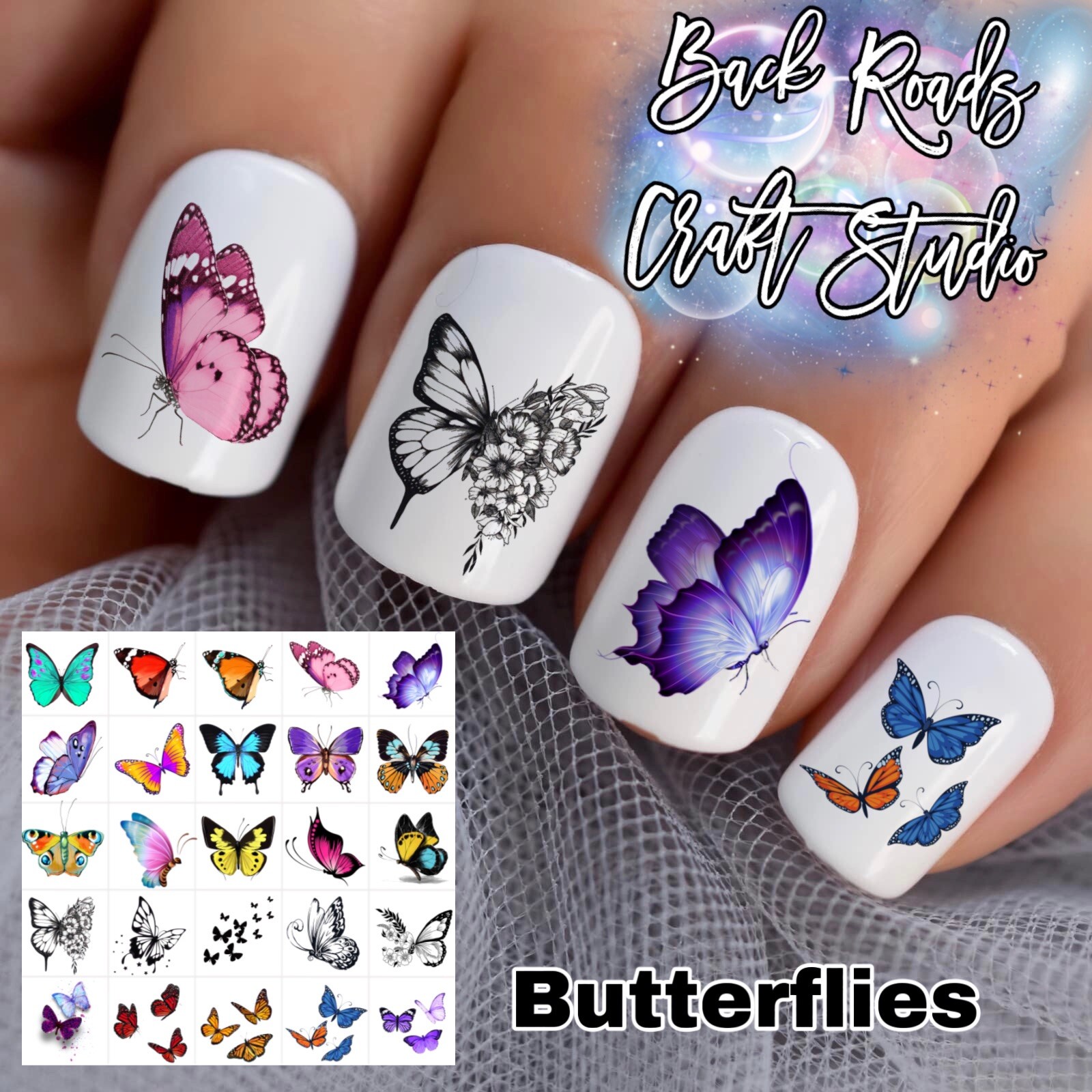 Butterflies Butterfly Waterslide Nail Art Decals Set Of 50 Instructions & Bonus