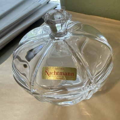 Nachtmann Clear Crystal Candy Trinket  Dish With Lid & Original Sticker Germany