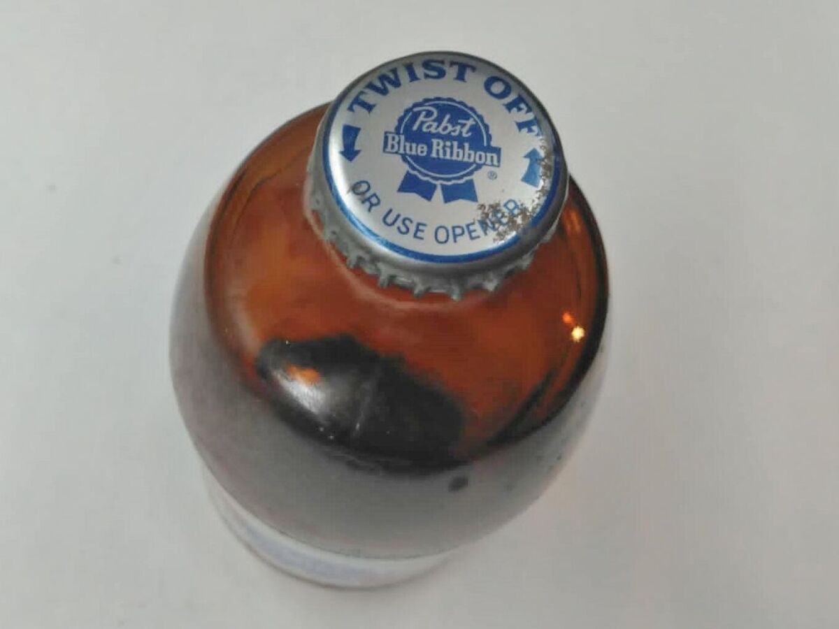 Vtg Empty Pabst Blue Ribbon Stubby Bottle 12 Oz With Cap Vtg Empty Pabst Blue Ribbon Stubby Bottle 12 Oz With Cap
