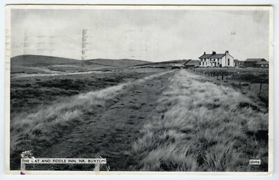 1960er Lachs Postkarte The Cat & Fiddle Inn in der Nähe von Buxton verschickt August 1962