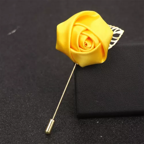 Mens Rose Brooch Flower Brooch Boutonniere Suit Lapel Wedding Pin Tassel Chain - Picture 46 of 95