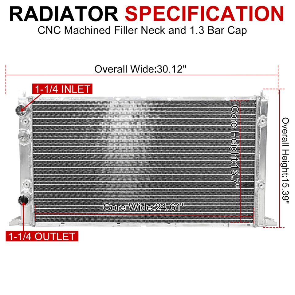 2 Row Aluminum Radiator For 1994-1998 Volkswagen Jetta VR6 95-97 Golf V6 2.8L MT - Image 2 of 4