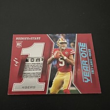 2021 Rookies & Stars Trey Lance Year One Relic 1/1 Laundry Tag Rookie Card 49ers