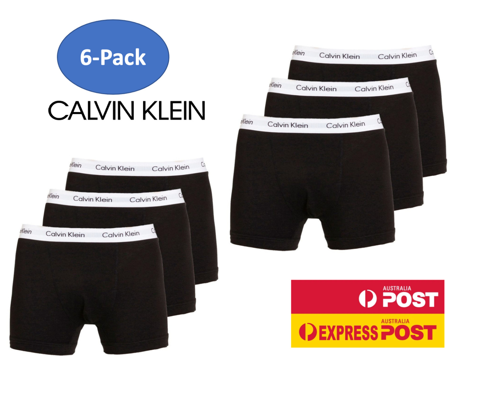 CALVIN KLEIN CK Men's Comfort Fit Trunk Underwear New Black - S M L XL - 6-Pack