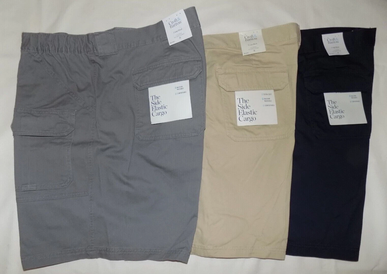 Croft & Barrow Men's Big & Tall Side Elastic Cargo Shorts 48 50 52 Inseam 9 in
