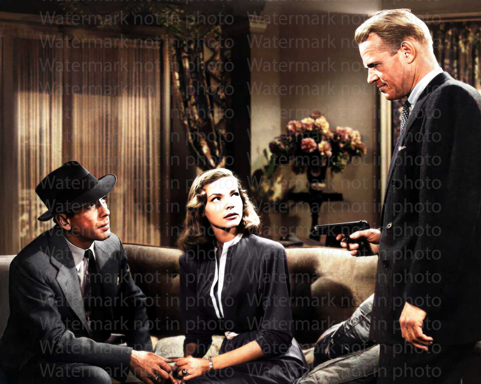Humphrey Bogart & Lauren Bacall in The Big Sleep 8x10 RARE COLOR Photo ...
