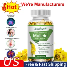 Mullein Leaf 120 Capsules - Lung Cleansing,Cough Relief,Detox Herbal Supplement