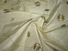 7 6/8 YDS 100 SILK FLORAL EMBROIDERED DRAPERY UPHOLSTERY FABRIC FOR LESS