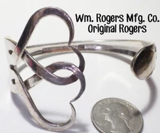 Vintage WM ROGERS MFG CO ORIGINAL ROGERS Entwined Hearts Fork SP Cuff Bracelet