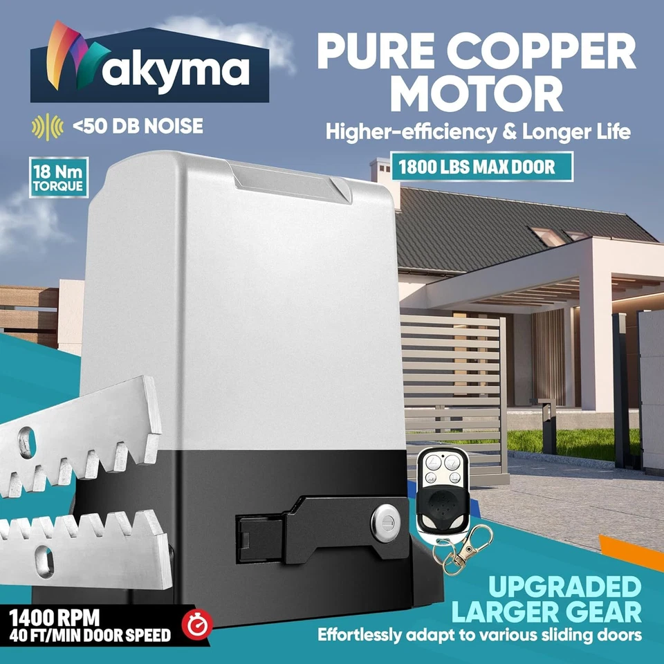 Abridor Automático de Puerta Corredera con 2 Control Remoto Kit Completo 1800LBS/40 Pies Foto 2 de 4