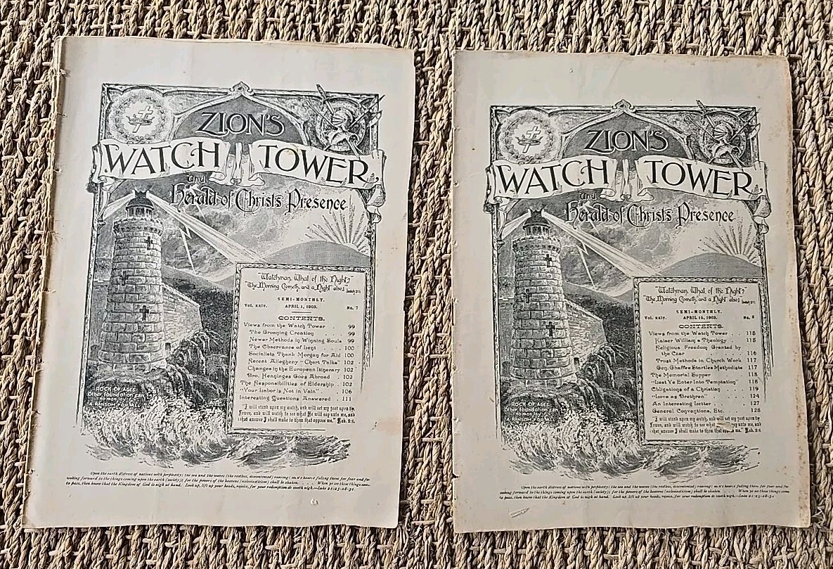 VINTAGE April 1st And 15th 1903 Watchtowers
