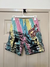 Vintage 80s Morey Boogie Style Bodywear Pastel Surf Skate Beach Board Shorts