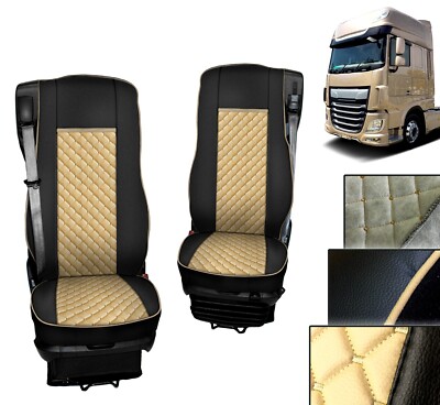 Für DAF XF CF 106 Sitzbezüge Sitzauflage Öko-Leder Beige 1+1 Satz