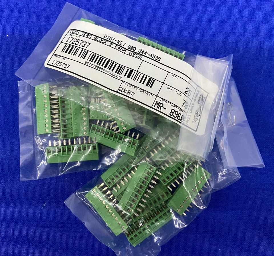 DIGI-KEY 1725737 CONN TERMINAL BLOCK 2.54mm 10POS - 1 PACKAGE QTY 25 BLOCKS - Image 2 of 3