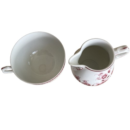 Chinese Porcelain Cup & Creamer Pink Monochrome Flower Set Of 2 - Picture 3 of 6