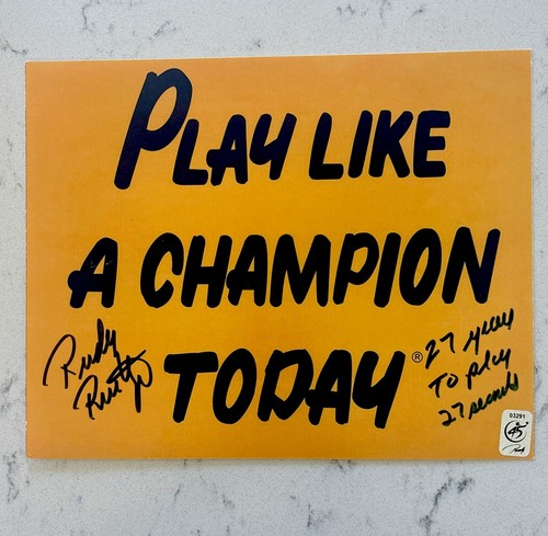 LOT OF 2: Notre Dame Signed Rare Inscription Ruettiger PLAY LIKE A CHAMPION 8x10 - Picture 2 of 3