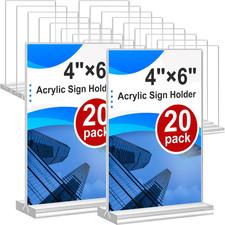 4x6 Clear Acrylic Sign Holders 20 Pack Double Sided Tabletop Display