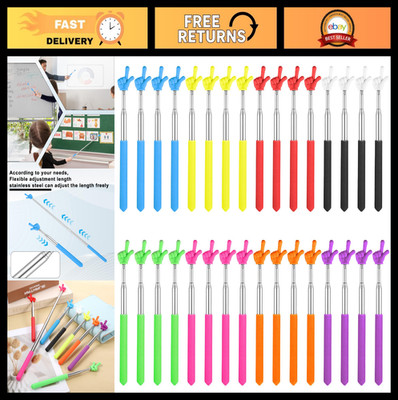 32 Pack Telescopic Finger Pointers - Colorful Extendable Teaching Sticks for Cla