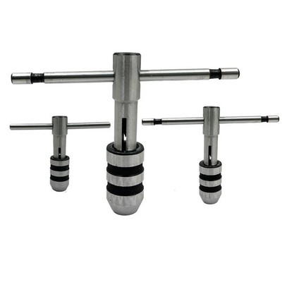 3 PCS THandle Tap Wrench Set Solid Collet Jaws Effortless Tapping Reaming