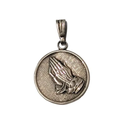 Vtg Solid Sterling Silver Serenity Prayer High Relief 1.5" Pendant Hallmarked - Image 1 of 4