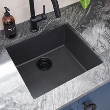 Ruvati 17x17" Granite Composite Undermount Single Bowl Bar Prep Sink- RVG2018BK
