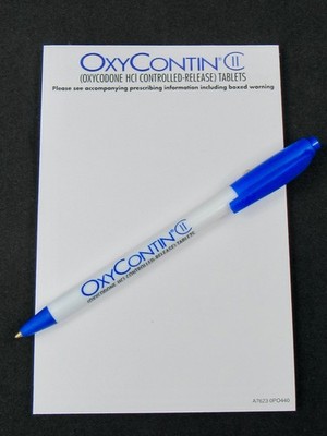 Oxycontin PEN + Sticky Notepad 4'' x 6'' Drug Rep Pharmaceutical Promo Advertising