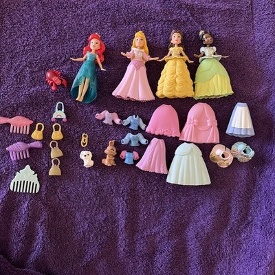 Disney Princess Mini Doll Lot  Polly Pocket Style Fashion Dolls and Dresses