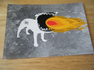 Feuerhund Chinesisches Neujahr Postkarte, Bumerang, unbespielt