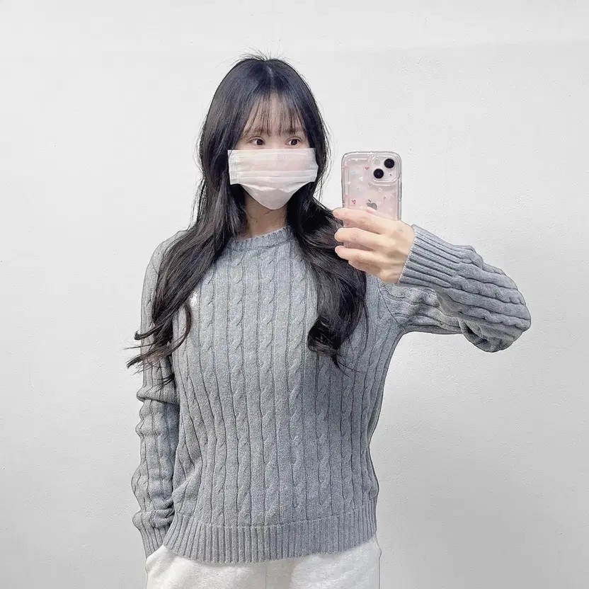 Polo Ralph Lauren Pony Logo Cable Knit Sweater Gray M