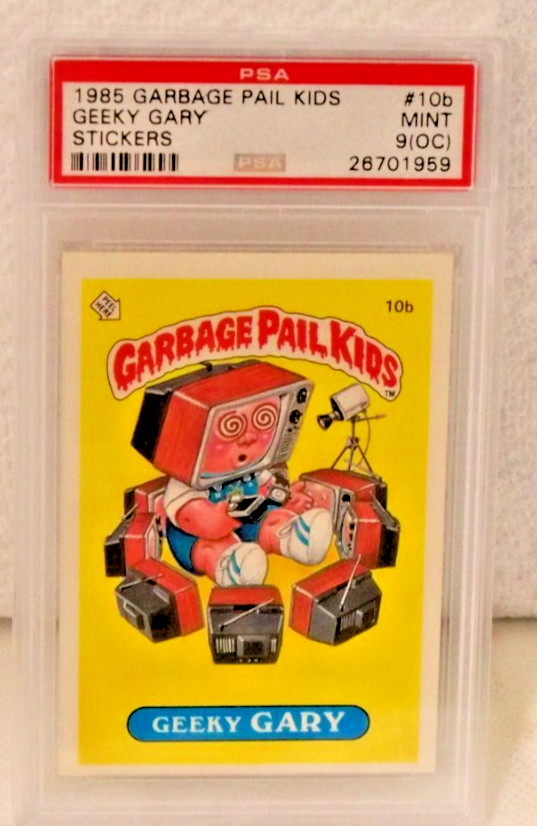 1985 Topps OS1 Garbage Pail Kids GEEKY GARY 10b Matte STICKER PSA 9 MINT view 2