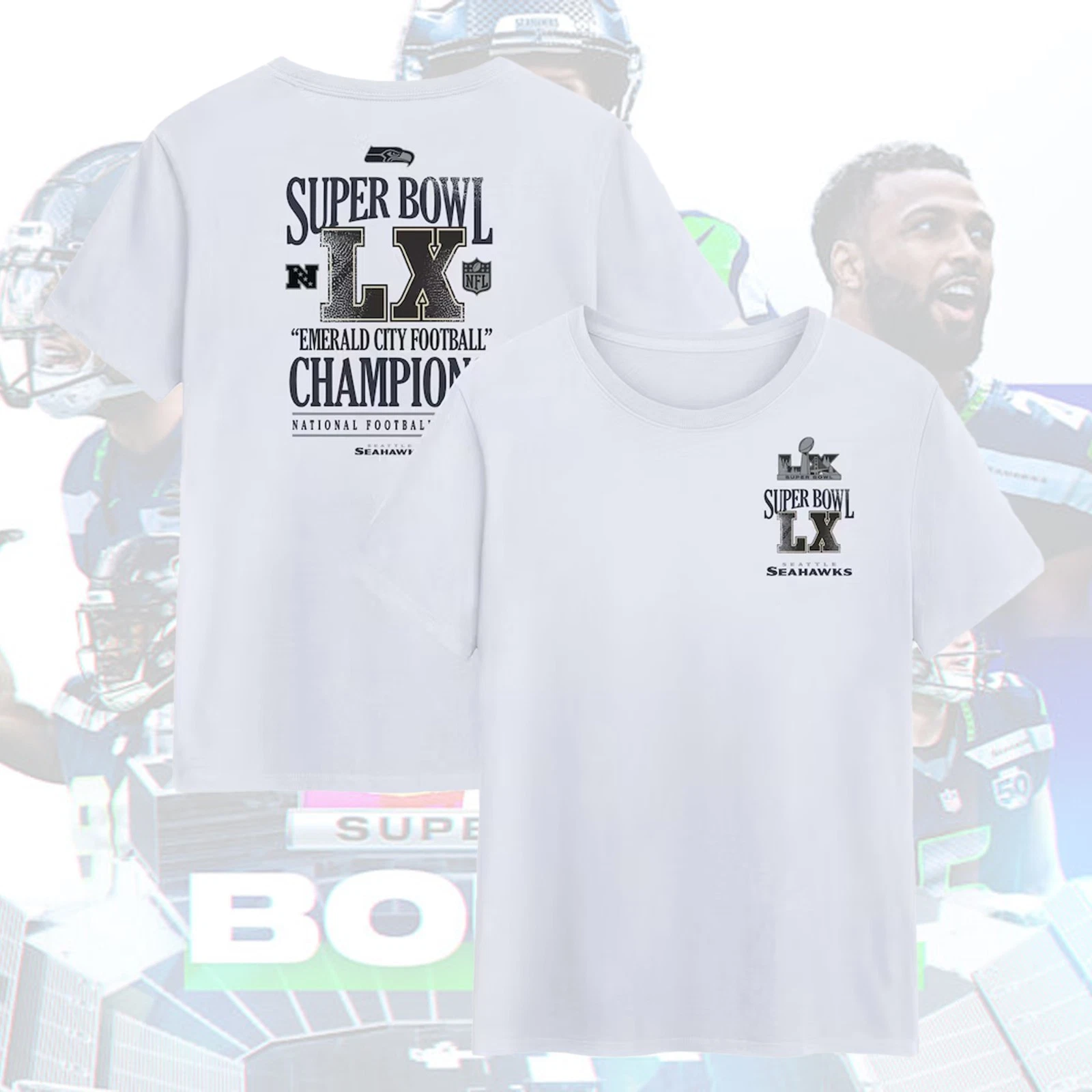 Seattle Seahawk Super B.owl LX Champions 2 Sides Multi Designs