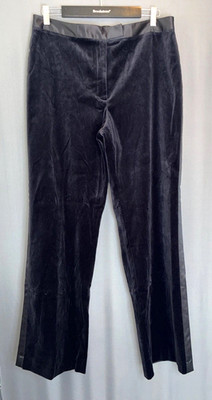 VTG Bloomingdales Satin Tuxedo Stripe Wide Leg Pants Sz 12 Black Velvet Holiday