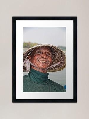Vietnam. Hoi An River. Portrait of  Framed Wall Art Poster Canvas Print Picture